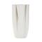 White Ceramic Abstract Ribbed Dimensional Folded Vase with Compact Wavy Rim